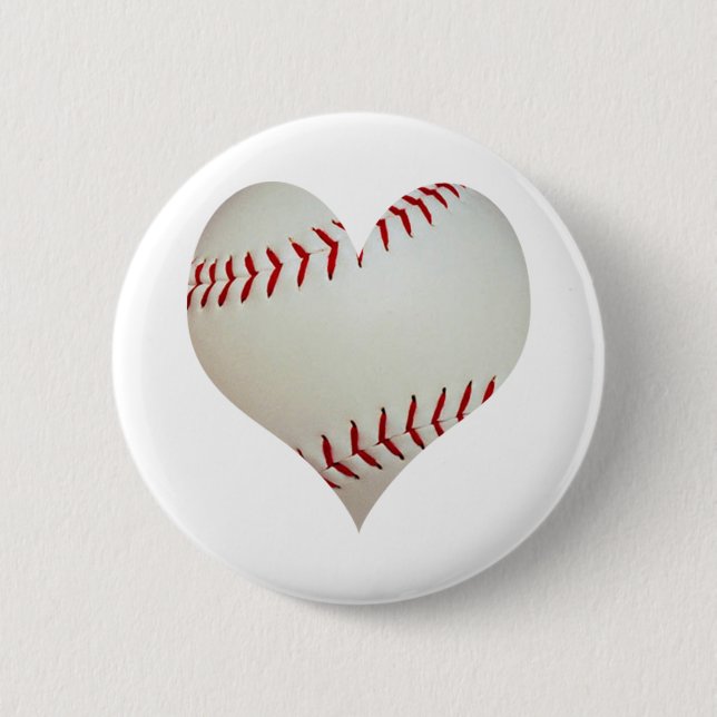 American Baseball In A Heart Shape 6 Cm Round Badge (Front)