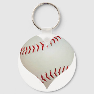 American Baseball In A Heart Shape Key Ring