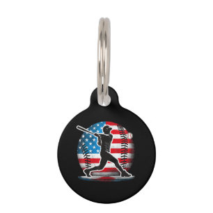 American Baseball Player Batter With United States Pet Tag