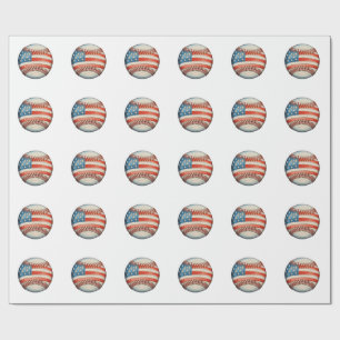American Baseball US Flag 250th Anniversary Wrapping Paper