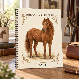 American Bashkir Curly Horse Watercolor Art Notebook