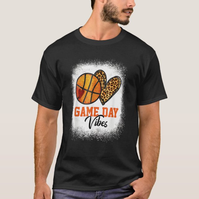 American Basketball Game Day Vibes Basketball Mom T-Shirt (Front)