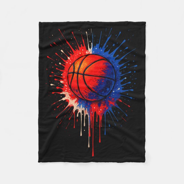 American Basketball Splash Ball Player Team Kids B Fleece Blanket (Front)