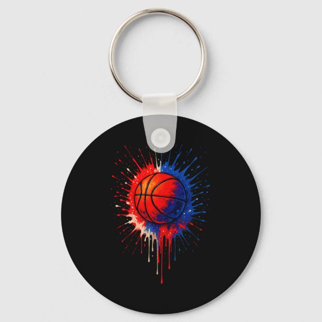 American Basketball Splash Ball Player Team Kids B Key Ring (Front)