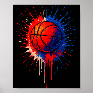 American Basketball Splash Ball Player Team Kids B Poster