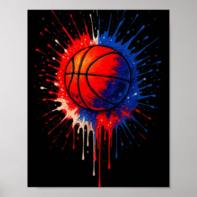 American Basketball Splash Ball Player Team Kids B Poster (Front)