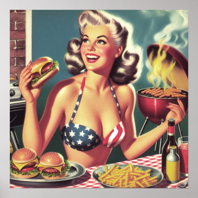 American BBQ Pin-up Poster (Front)
