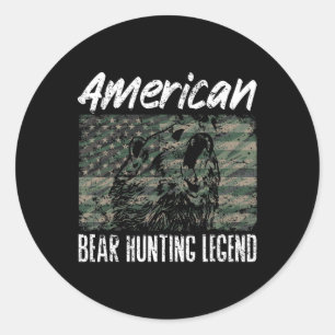 American Bear Hunting Legend Usa Flag Black Bear H Classic Round Sticker