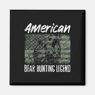 American Bear Hunting Legend Usa Flag Black Bear H Magnet