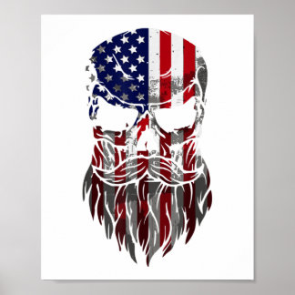 American Beard Skull Men's  Poster