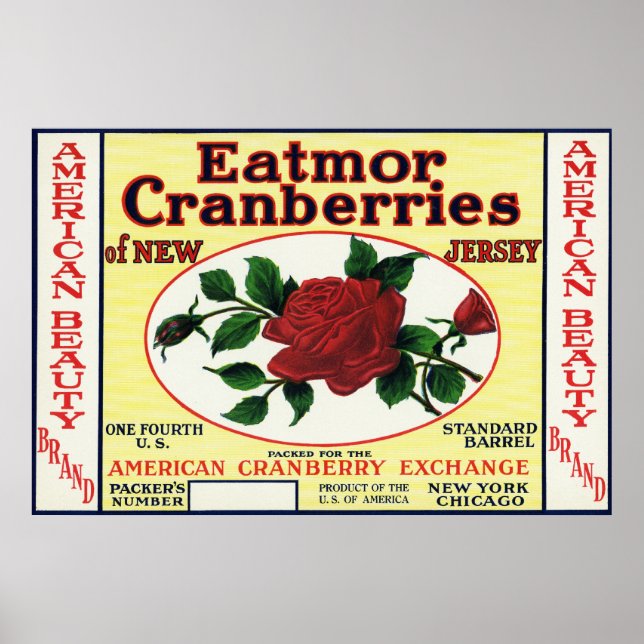 American Beauty Eatmor Cranberries Brand Label Poster (Front)