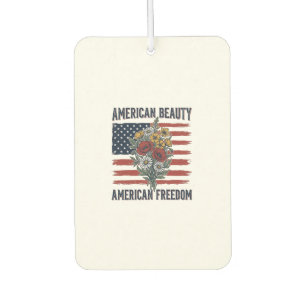 American Beauty Freedom Floral Flag Car Air Freshener