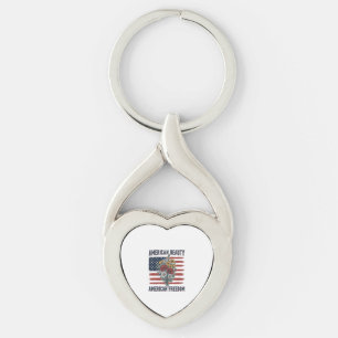 American Beauty Freedom Floral Flag Key Ring