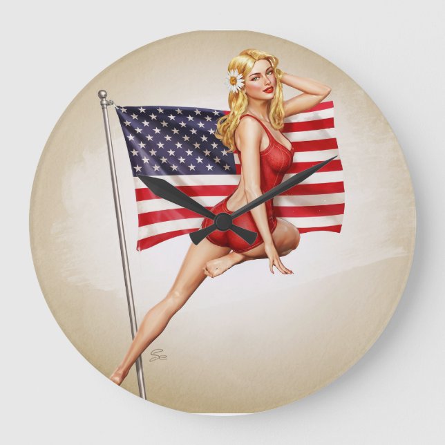 American Beauty - Retro Pinup Clock (Front)
