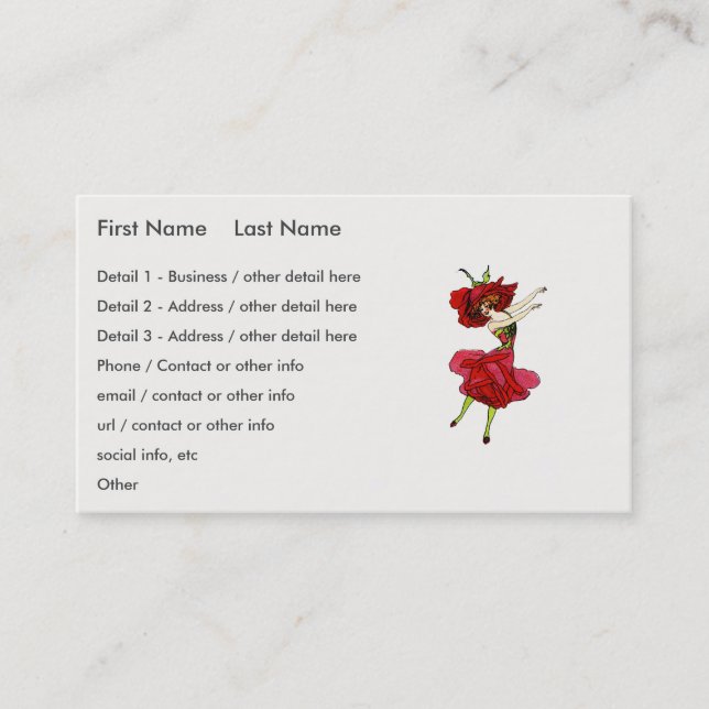 American Beauty Rose, Whimsical Flowers Book Art Business Card (Front)