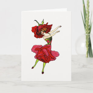 American Beauty Rose, Whimsical Flowers Book Art Card