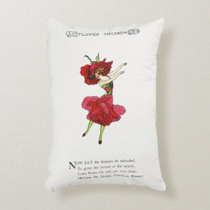 American Beauty Rose, Whimsical Flowers Book Art Decorative Cushion