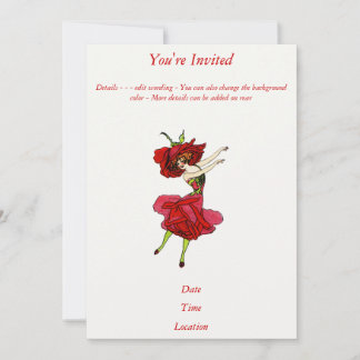 American Beauty Rose, Whimsical Flowers Book Art Invitation