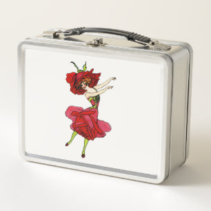 American Beauty Rose, Whimsical Flowers Book Art Metal Lunch Box