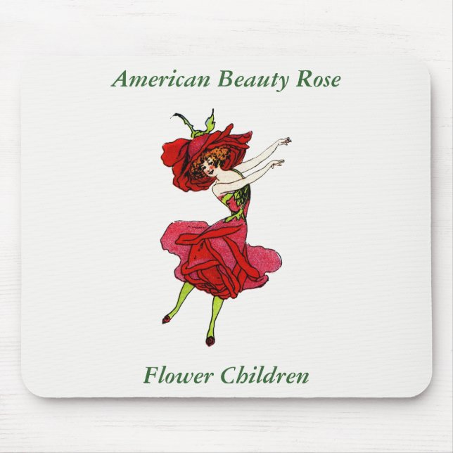 American Beauty Rose, Whimsical Flowers Book Art Mouse Mat (Front)
