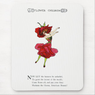 American Beauty Rose, Whimsical Flowers Book Art Mouse Mat