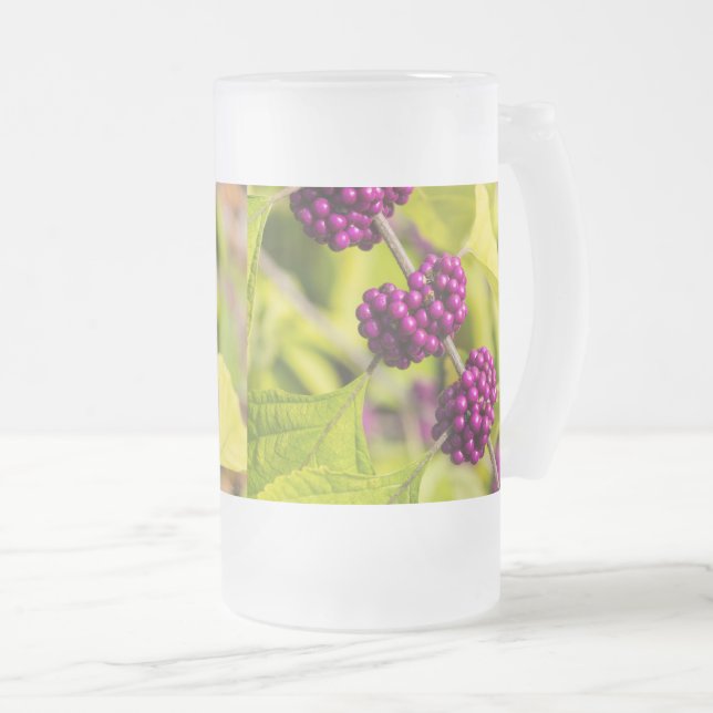 American Beautyberry Frosted Glass Beer Mug (Front Right)