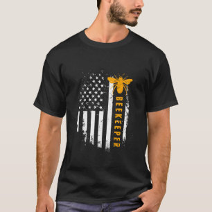 American Beekeeper Flag Save Bees Beekeeping Hive  T-Shirt