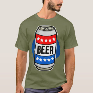 American Beer Can  Patriotic Independence Day T-Shirt