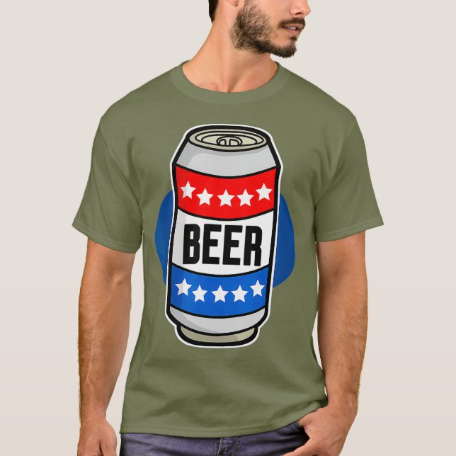American Beer Can  Patriotic Independence Day T-Shirt (Front)