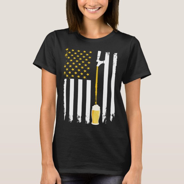 American Beer Flag International Beer Day T-Shirt (Front)