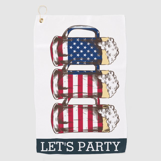 AMERICAN Beer LETS PARTY BACKDROP Golf Towel (Front)