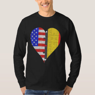 American Belgian Flag Heart T-Shirt