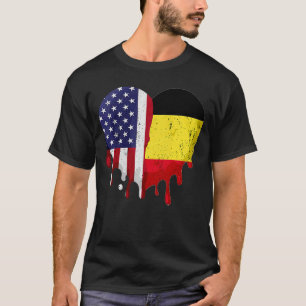 American Belgian Heritage Month Belgium Flag Heart T-Shirt