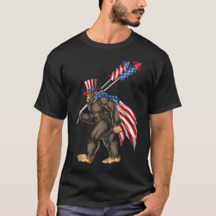 American Bigfoot Fireworks 4th of July Sasquatch T-Shirt