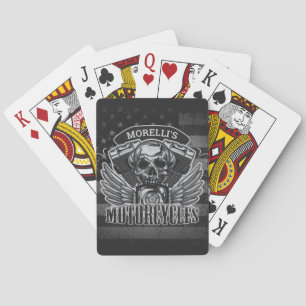 American Biker ADD NAME Skull V-Twin Motorcycles Playing Cards