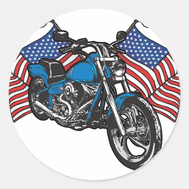 American Biker Motorcycle Classic Round Sticker (Front)