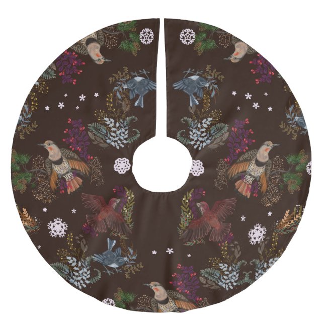 American Bird Woodland Christmas Brushed Polyester Tree Skirt (Front)