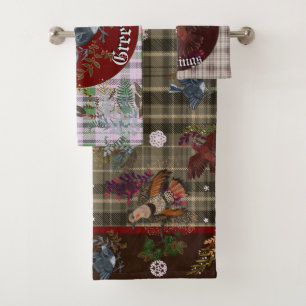 American Bird Woodland Christmas pattern Bath Towel Set