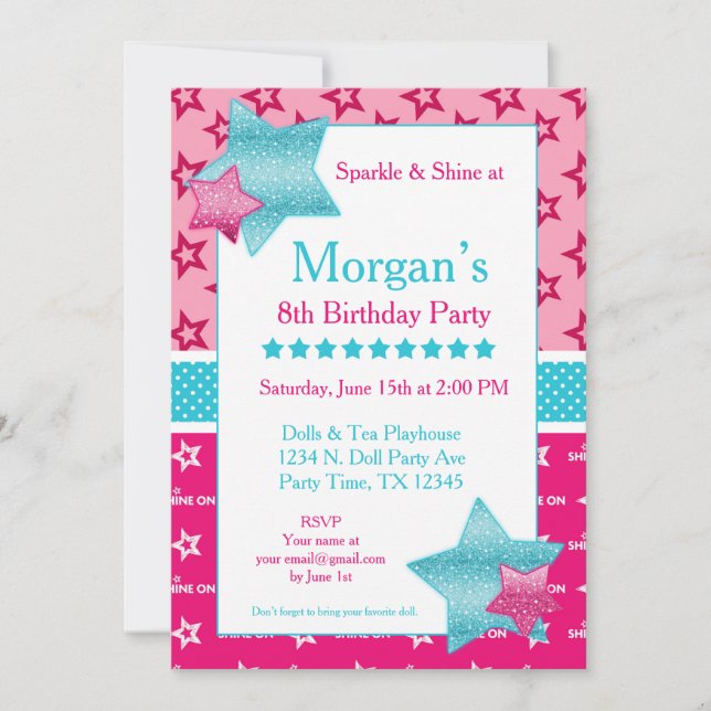 American Birthday Girl Digital or Printable Invite (Front)
