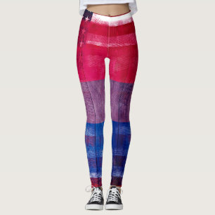 American Bisexual Pride Flag Wood & Paintstrokes Leggings