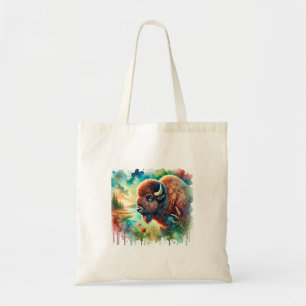 American Bison 130724AREF110 - Watercolor Tote Bag