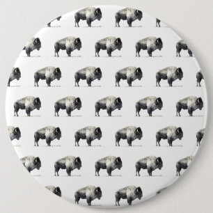 American Bison 6 Cm Round Badge