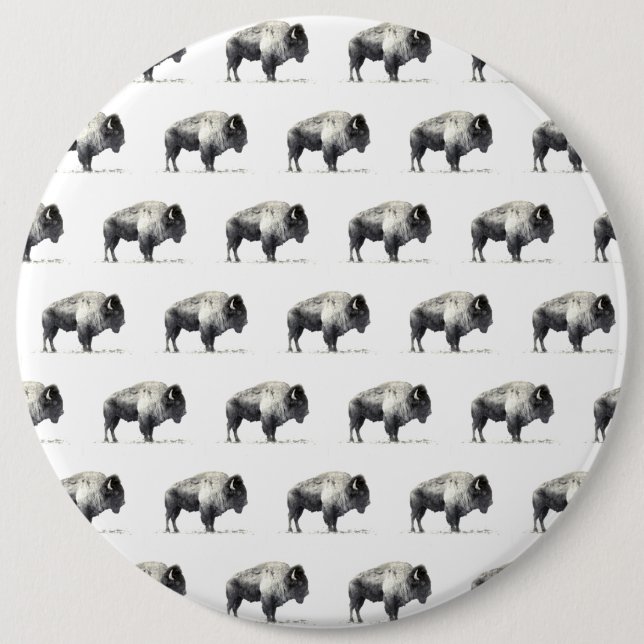 American Bison 6 Cm Round Badge (Front)