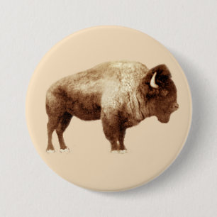 American Bison 7.5 Cm Round Badge