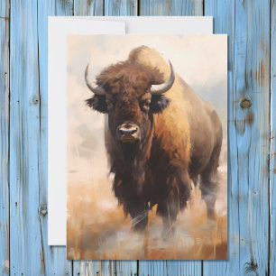 American Bison Buffalo Portrait Holiday Card