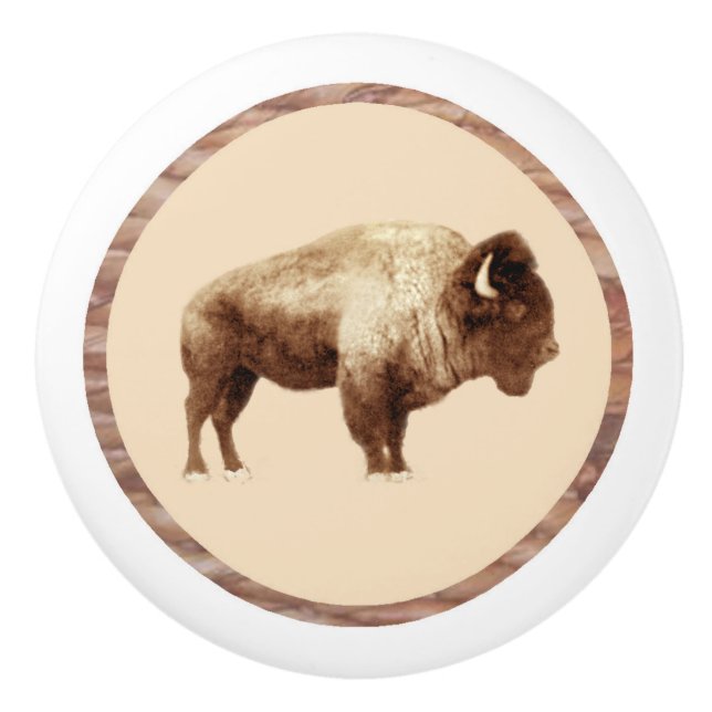 American Bison Ceramic Knob (Front)