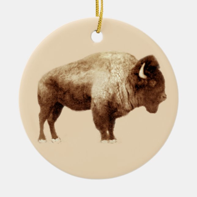 American Bison Ceramic Tree Decoration (Front)