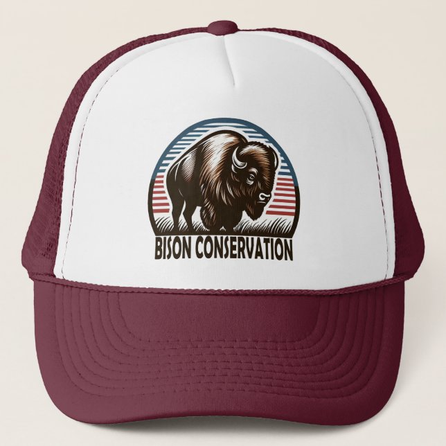 American Bison Conservation World Wildlife Day Trucker Hat (Front)