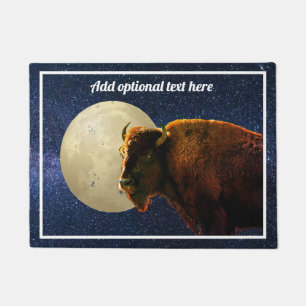 American Bison, Full Moon and Starry Night Doormat