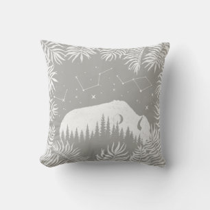 American Bison Grey White Stars Galaxy Tropical Cushion